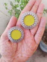 Rainvas Yellow 2 way studs and jhumka