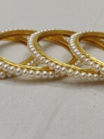 Original hyderabadi freshwater pearls brass metal Bangles