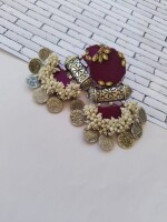 Rainvas Wine color coins beaded earrings