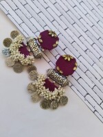 Rainvas Wine color coins beaded earrings