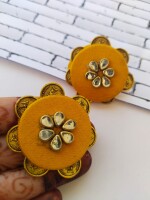 Rainvas Bright yellow kundan studs earrings