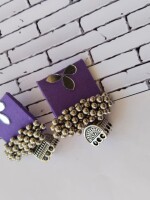 Rainvas Purple mirror square earrings with ghungroos