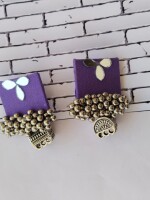 Rainvas Purple mirror square earrings with ghungroos