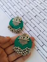 Rainvas Sea green silver elephant studs earrings