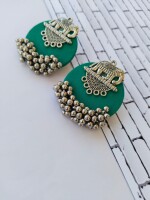 Rainvas Sea green silver elephant studs earrings