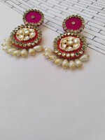 Rainvas pink kundan pearl earrings