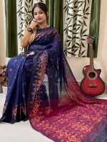 Pure Cotton ,Jacquard Border, Using Gold zari and all over Motif Saree