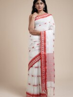 Red & White Cotton Saree