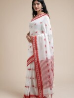 Red & White Cotton Saree