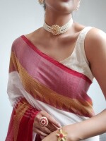 White Temple Border Handloom saree