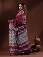 Geometric Border Pure cotton Handloom saree