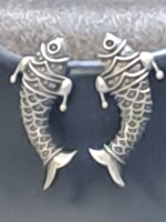 Oxidised silver earrings in fish shape