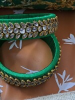 Exclusive Handmade, silk thread bangles with Kundan.