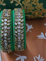 Exclusive Handmade, silk thread bangles with Kundan.