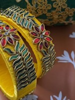 Exclusive Handmade silk thread bangles with Kundan for wedding and festive season.