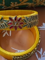 Exclusive Handmade silk thread bangles with Kundan for wedding and festive season.