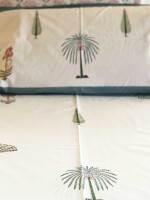 King size,Exotic Pine florals Mystic Double Bedsheet Pure Cotton with Pillow Covers in hand block print