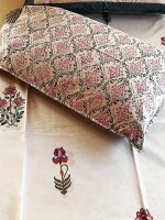 King size,Exotic Pine florals Mystic Double Bedsheet Pure Cotton with Pillow Covers in hand block print