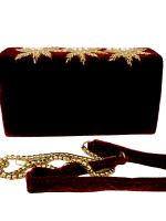 Maroon velvet bridal clutch