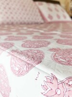 Queen size,100% pure cotton, 250 TC fabric, hand-block printed with azo-free dye, Motif Jaipuri Bedsheet 90"x108 with  two pillow covers