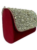 Maroon crystal flap bag