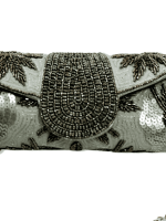 Compact yet spacious, Grey Dosa Clutch in luxurious cotton silk,