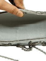 Compact yet spacious, Grey Dosa Clutch in luxurious cotton silk,