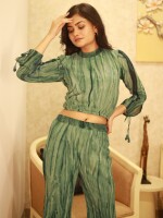 Ocean green bell bottom pant top co-ord set