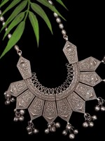 Beautifully Designed Half moon silver neckpiece