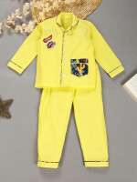 Kids Pure Cotton Night Suit,with cool stickers available for kids in the ages of 2-12 yrs