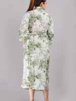 Jungle Pattern Kimono Robe Long Bathrobe For Women (Green)-KM-79