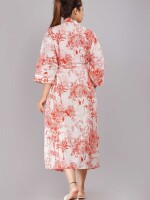 Jungle Pattern Kimono Robe Long Bathrobe For Women (Red)-KM-81