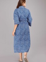 Lehariya Pattern Kimono Robe Long Bathrobe For Women ()-KM-56