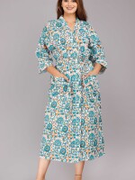 Floral Pattern Kimono Robe Long Bathrobe For Women (Multi)-KM-43