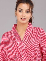 Lehariya Pattern Kimono Robe Long Bathrobe For Women (Pink)-KM-31