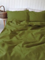 Double bed sheet 100% Pure Linen Moss Green Luxury Bed Sheet Set