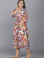 Abstract Pattern Kimono Robe Long Bathrobe For Women (Multi)-KM-136