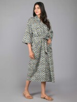 Zig Zag Pattern Kimono Robe Long Bathrobe For Women (Multi)-KM-94