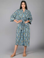 Floral Pattern Kimono Robe Long Bathrobe For Women (Multi)-KM-96