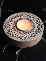 Aesthetic Living "Rangoli" Wooden T- Light Holders-whatsinmytrunk