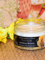 Aesthetic Living 3 wick Soywax Sandalwood Candle,a green alternative to paraffin wax. This non-toxic candle provides a clean burn with only Fragrance