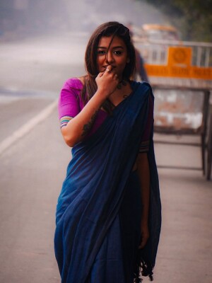 Blue Pure Cotton Handloom Saree