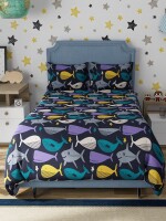 Single, Queen size, Swaas Blue Wonder 100% Cotton Antimicrobial Kids Bed sheet Set