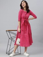 Jeniffer Knee Length Kurti Self Design for Women (Pink)-KR-08