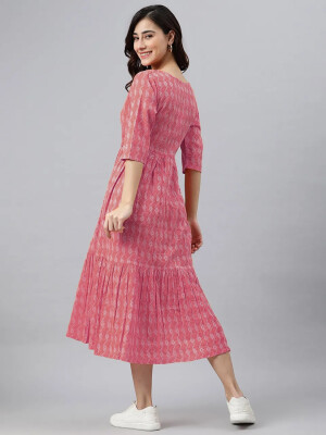 Jeniffer Knee Length Kurti Self Design for Women (Light Pink)-KR-06