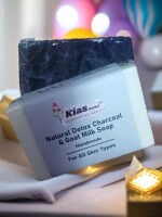 Natural detox charcoal & goat milk soap | luxury cleansing bar , paraben-free | set of 3