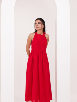 Red Halter Neck Long Stylish Dress