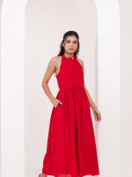 Red Halter Neck Long Stylish Dress