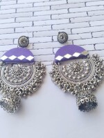 Rainvas Purple oxidized mirror heavy jhumka