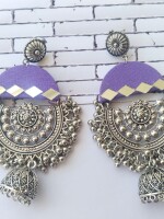 Rainvas Purple oxidized mirror heavy jhumka